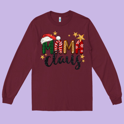 Mama Claus Christmas Long Sleeve Tee Designed By Barkaloodesign