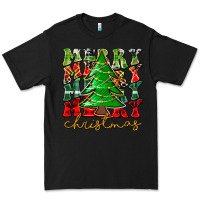 Black Merry Christmas Tree Premium Tee - CowhideDigitalArt