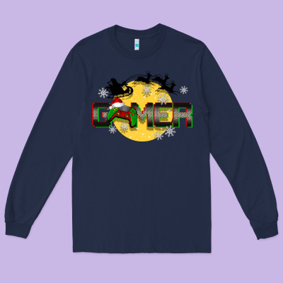 Christmas Gamer Long Sleeve Tee Designed By Barkaloodesign