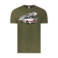 Vintage Olive White Fire Truck Vintage Tee - Artiststas