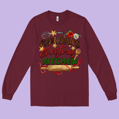 Grandma's Christmas Kitchen Long Sleeve Tee Designed By Barkaloodesign