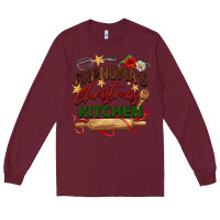 Burgundy grandma's Christmas kitchen Long Sleeve Tee - BarkalooDesign