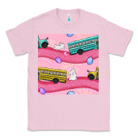 Bubblegum Pink Easter School Bus Seamless Pattern Classic Tee - BundleAndBundleShop