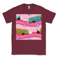 Burgundy Easter School Bus Seamless Pattern Classic Tee - BundleAndBundleShop