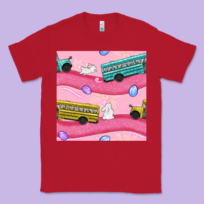 Easter School Bus Seamless Pattern Classic Tee Designed By Bundleandbundleshop