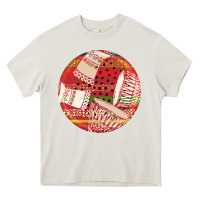 Cream african fabric pattern round earrings 2 Heavy Core Tee - BundleAndBundleShop