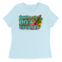 Baby Blue raised 90's country guitar cactus sunflower's Ladies Tee - Artiststas