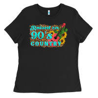 Black raised 90's country guitar cactus sunflower's Ladies Tee - Artiststas
