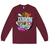 Burgundy western lunch lady Long Sleeve Tee - BarkalooDesign