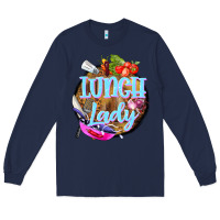 Navy western lunch lady Long Sleeve Tee - BarkalooDesign