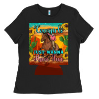 Black cowgirls just wanna have fun 12 oz can cooler (regular) Ladies Tee - Artiststas