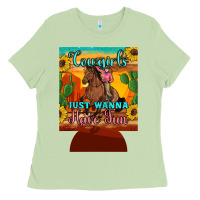 Matcha cowgirls just wanna have fun 12 oz can cooler (regular) Ladies Tee - Artiststas