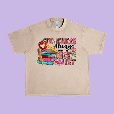 Teachers Always Make The Nice List Urban Heavy Tee Designed By Cowhidedigitalart