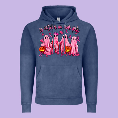 In October We Wear Pink Ghosts Vintage Hoodie Designed By Adodesignshop