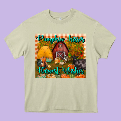 Pumpkin Kisses Harvest Wishes Tumbler Heavy Core Tee Designed By Bundleandbundleshop