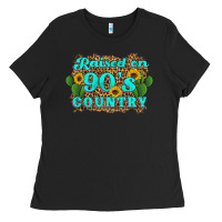 Black raised 90's country cactus sunflower's Ladies Tee - Artiststas