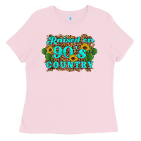 Bubblegum Pink raised 90's country cactus sunflower's Ladies Tee - Artiststas