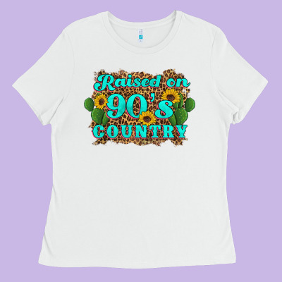 Raised 90's Country Cactus Sunflower's Ladies Tee Designed By Artiststas
