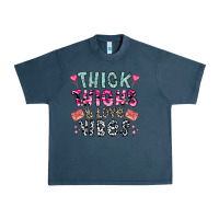 Midnight Navy Thick Thighs And Love Vibes Urban Heavy Tee - CowhideDigitalArt