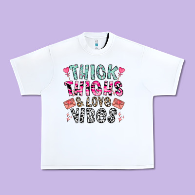 Thick Thighs And Love Vibes Urban Heavy Tee Designed By Cowhidedigitalart