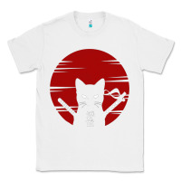 White ninja cat japanese Classic Tee - DesigneFamous