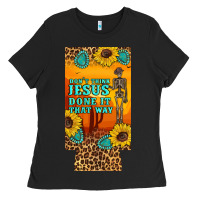 Black don't jesus done it that way western skeleton  12 oz can cooler  (slim Ladies Tee - Artiststas