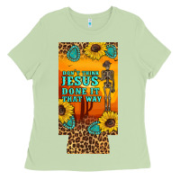 Matcha don't jesus done it that way western skeleton  12 oz can cooler  (slim Ladies Tee - Artiststas