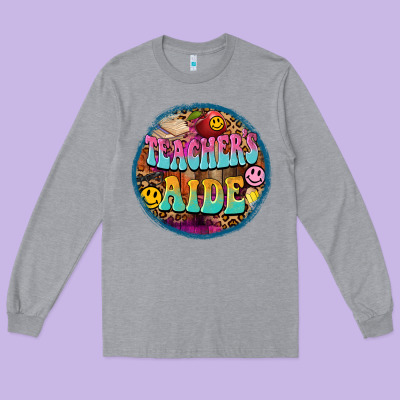Western Groovy Teachers Aide Long Sleeve Tee Designed By Barkaloodesign