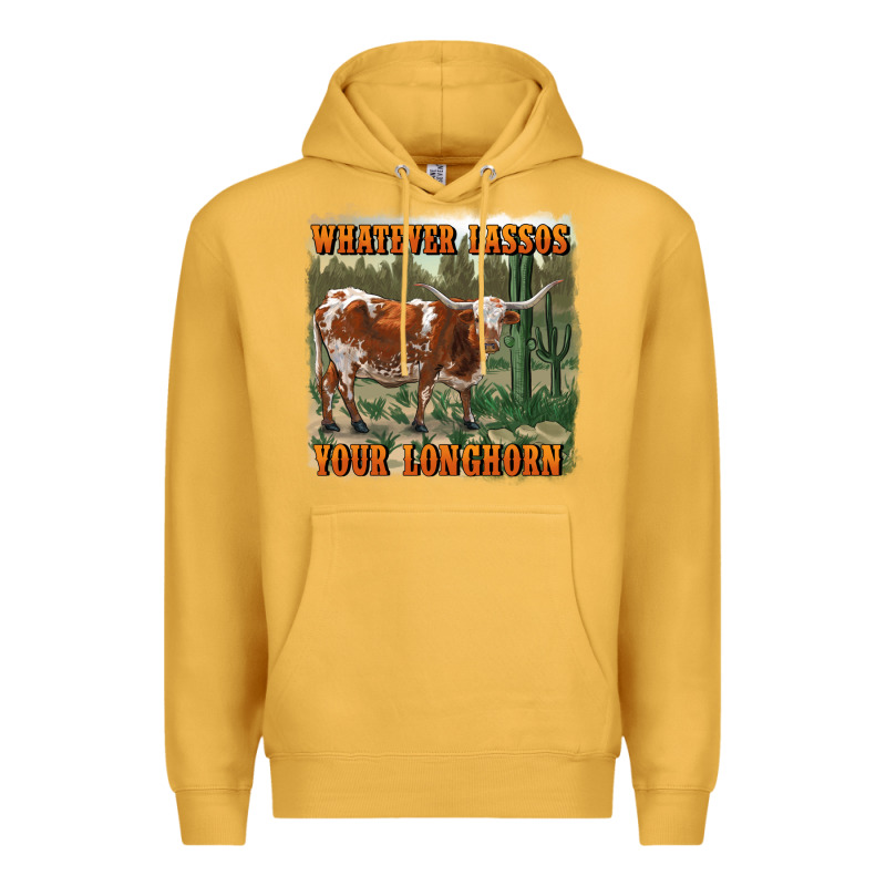 Whatever Lassos Your Longhorn Premium Hoodie by RanaPortraitStore | Teevron