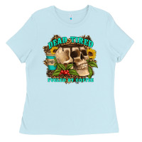 Baby Blue dead tired fueled by coffee Ladies Tee - Artiststas