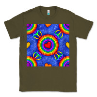 Army Green Pride lgbtq hearts and peace symbol seamless patte Classic Tee - BundleAndBundleShop
