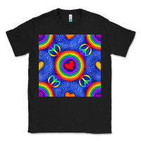 Black Pride lgbtq hearts and peace symbol seamless patte Classic Tee - BundleAndBundleShop