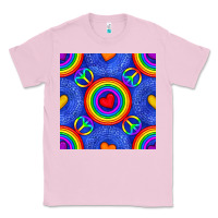 Bubblegum Pink Pride lgbtq hearts and peace symbol seamless patte Classic Tee - BundleAndBundleShop