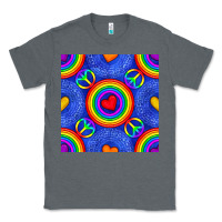 Charcoal Heather Pride lgbtq hearts and peace symbol seamless patte Classic Tee - BundleAndBundleShop