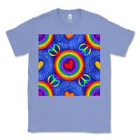 Colony Blue Pride lgbtq hearts and peace symbol seamless patte Classic Tee - BundleAndBundleShop
