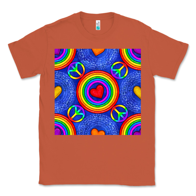 Pride Lgbtq Hearts And Peace Symbol Seamless Patte Classic Tee by BundleAndBundleShop | Teevron