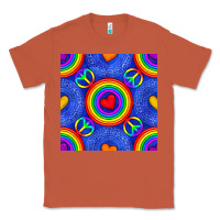 Copper Pride lgbtq hearts and peace symbol seamless patte Classic Tee - BundleAndBundleShop
