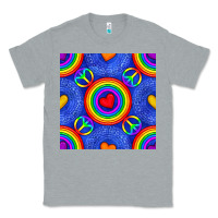 Heather Grey Pride lgbtq hearts and peace symbol seamless patte Classic Tee - BundleAndBundleShop