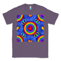 Lavender Pride lgbtq hearts and peace symbol seamless patte Classic Tee - BundleAndBundleShop