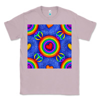 Lilac Pride lgbtq hearts and peace symbol seamless patte Classic Tee - BundleAndBundleShop