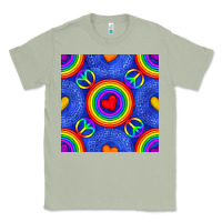 Matcha Pride lgbtq hearts and peace symbol seamless patte Classic Tee - BundleAndBundleShop