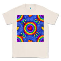 Natural Pride lgbtq hearts and peace symbol seamless patte Classic Tee - BundleAndBundleShop