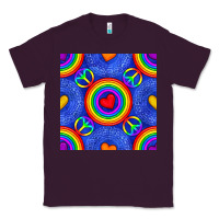 Plum Pride lgbtq hearts and peace symbol seamless patte Classic Tee - BundleAndBundleShop