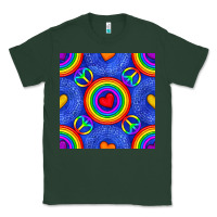 Sports Green Pride lgbtq hearts and peace symbol seamless patte Classic Tee - BundleAndBundleShop