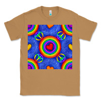 Toasted Coconut Pride lgbtq hearts and peace symbol seamless patte Classic Tee - BundleAndBundleShop