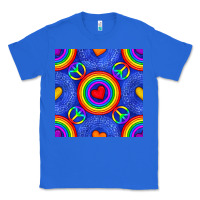 True Royal Pride lgbtq hearts and peace symbol seamless patte Classic Tee - BundleAndBundleShop