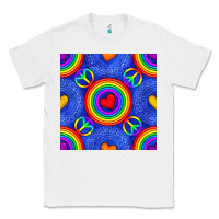 White Pride lgbtq hearts and peace symbol seamless patte Classic Tee - BundleAndBundleShop