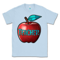 Dusty Blue apple teacher Classic Tee - BarkalooDesign