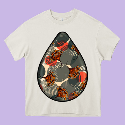 African Fabric Pattern Teardrop Earrings Heavy Core Tee Designed By Bundleandbundleshop