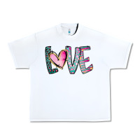 White Valentine Love Urban Heavy Tee - CowhideDigitalArt